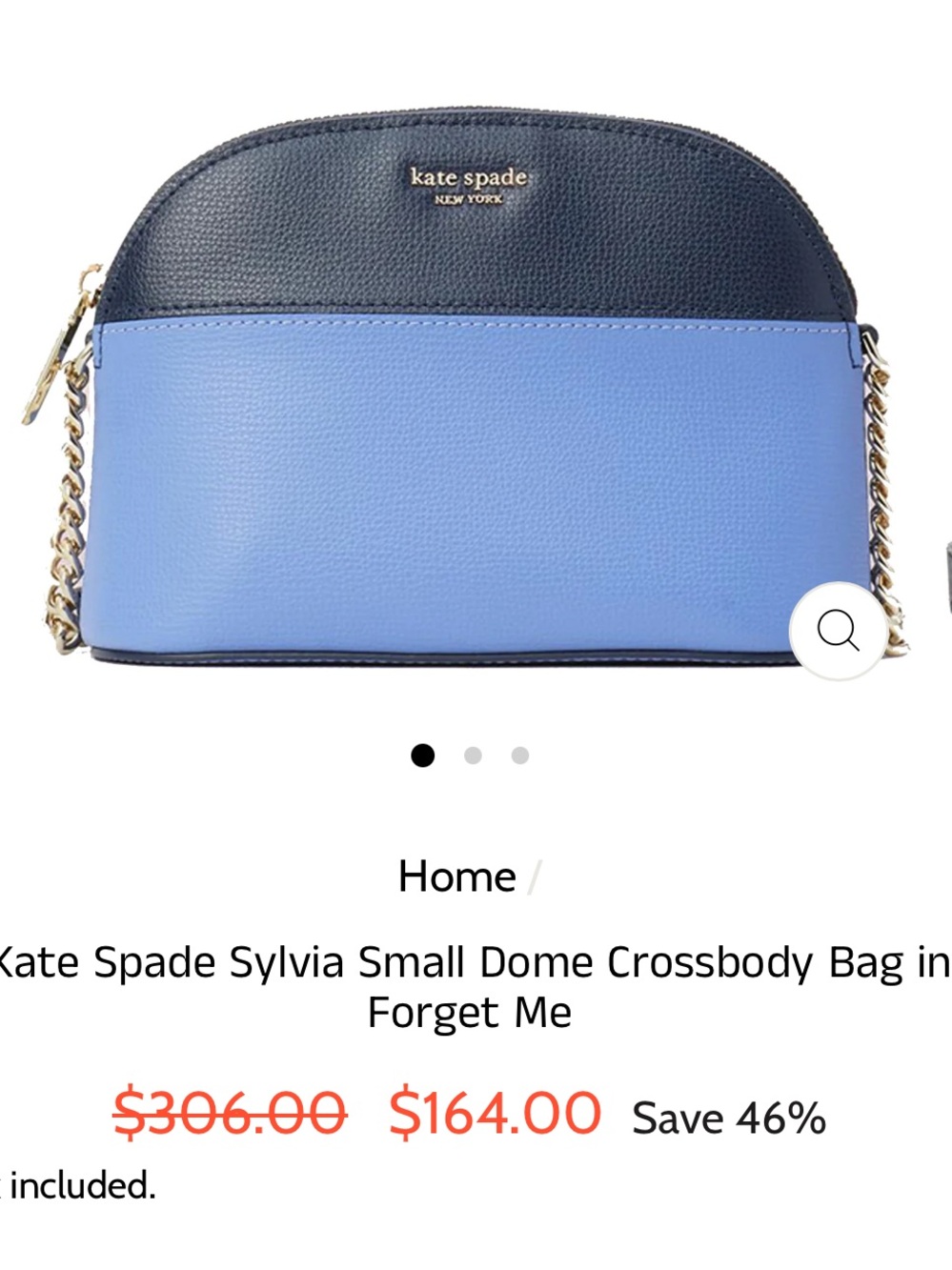 kate spade Sylvia Small Two-Tone Blue Dome Crossbody with Gold Chain - Picture 2 of 7